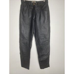 Vintage Forenza Black Leather Pants Womens sz 12 High Rise Straight Leg